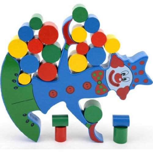 Colorful Wooden Baby Model Building Kit Clown Balance Wooden Game Toy Children Building Blocks Educational Toys