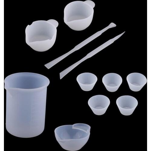 11- Pack Clear Silicone Jewelry Making Tools, Liquid Epoxy Resin Stirring Distribution Cups Rods for DIY Crafts Making Supplies