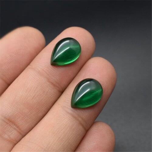 Emerald Pear Shaped Cabochon Smooth Polished Surface Teardrop Rich Green Emerald Gemstone Flat Back GE60