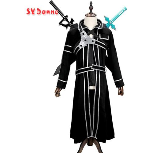 Sword Art Online SAO Kirito Kirigaya Kazuto Robe Cosplay Costumes Long Overcoat Trench Coat Eugeo cosplay Adult Full Set Men