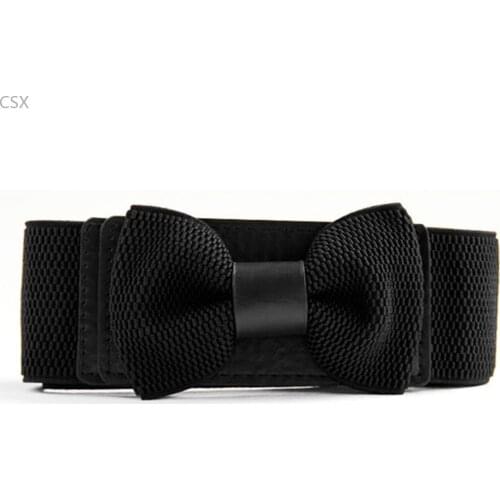 MwOiiOwM New Womens Graceful Bowknot Elastic Lovely Waist Female Belt With Buckle Waistband Wide Elastic Belt Hot 22
