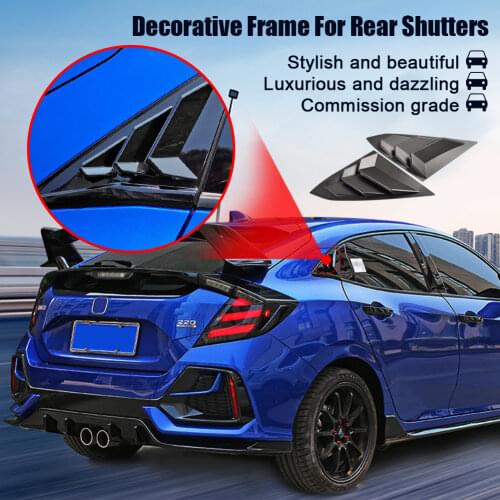ABS Rear Quarter Panel Window Side Louvers Black Carbon Fiber Color Vent Decal Cover For Honda Civic Type R Hatchback 2020 2021
