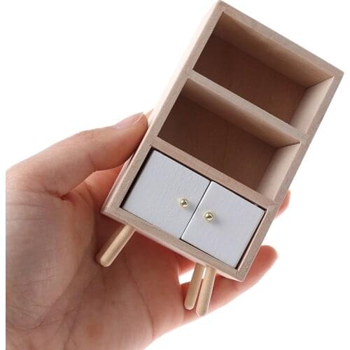 1/12 Scale New Dollhouse Nordic Style Wooden Mini Shelf Flower Stand Doll House Handmade Furniture Model Accessories