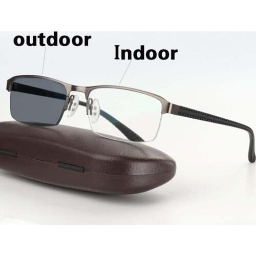 Reading Glasses Progressive Multi-focus Smart Color Changing Glasses Mens Fashion Half-frame Metal Glasses