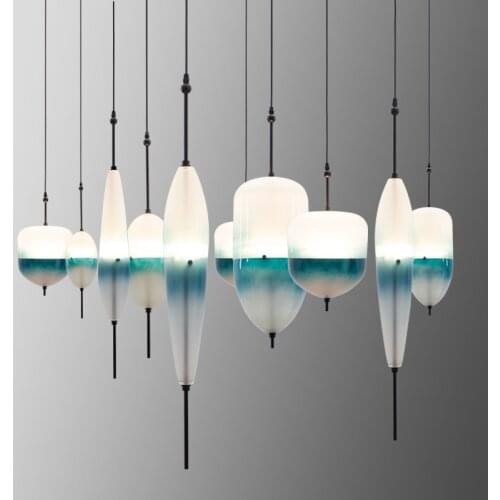 Venice flow Designer Gradual blue hanging lights art deco pendant light kitchen living room cafe minimalistic glass light