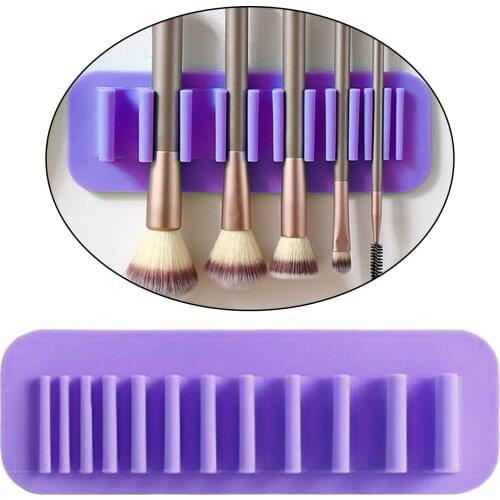 Silicone Wall Mount Makeup Brush Holder Storage Stand Hanger Case Organizer