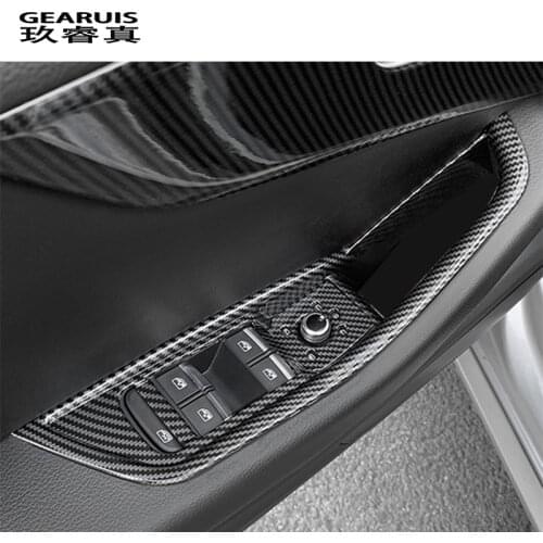 Car Styling Carbon fiber for Audi A4 B9 A5 Interior Door Window Glass Switch Button Armrest panel Cover Sticker Trim Accessories