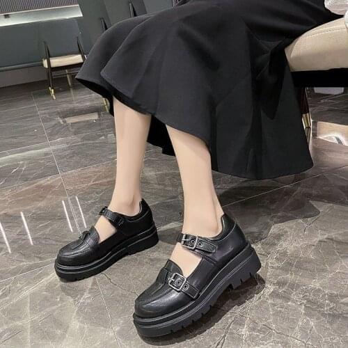 Pointed Toe Metal Decoration Flats Slip on Casual Thick Heels Women Shoes Solid Leather Brief Loafers College Students Moccasins