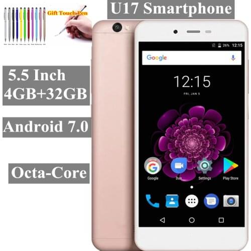 New Arrival U17 Smartphone 5.5 Inch 4GB+32GB MT6750 Android 7.0 Octa-Core Dual SIM Bluetooth Wifi Fingerprint