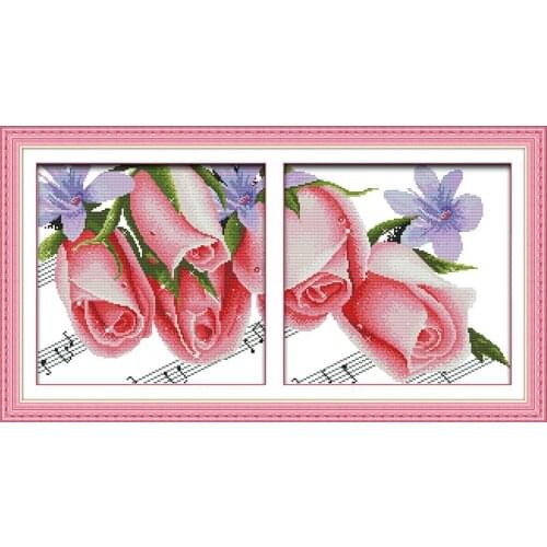 Everlasting Love Roses(bigeminy) Chinese Cross Stitch Kits Ecological Cotton Clear Printed 14 11CT DIY Gift Christmas Decoration