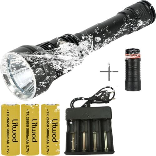 Military Grade XHP70 Super Bright Diving Swimming Led Flashlight Torch Waterproof IPX8 Underwater 80m Power 3pcs 18650 Battery