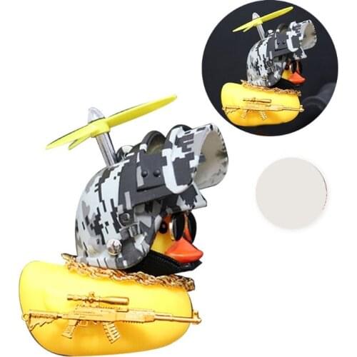 X7AE Cute Yellow Duck Car Decoration with Propeller Helmet Silicone Duck Toys for Cars Motorcycle Bike Ornaments