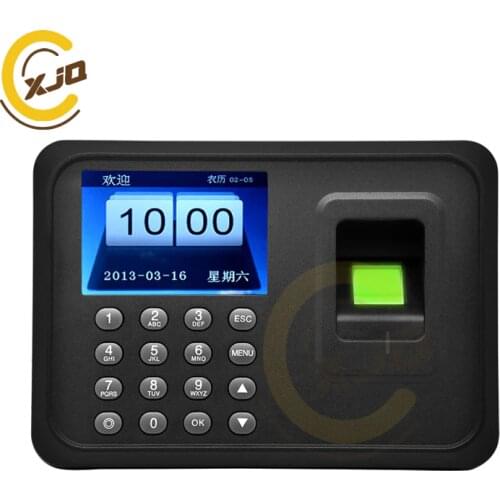 XJQ Hot Sale ! 2.4" Color TFT Biometric Fingerprint Time Clock Recorder Attendance Machine USB Drive Download no need software