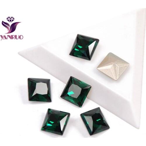 YANRUO 4447 Emerald Princess Square Sew On Crystal Beads Wedding Dress Cloth Stone Jewelry