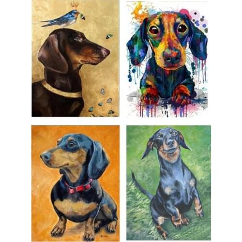 YUMEART DIY Colorful Diamond Drawing Painting Cute Dog Cross Stitch Square Diamond Embroidery Diamond Mosaic Sewing Art Crafts