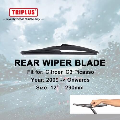Rear Wiper Blade for Citroen C3 Picasso (2009-Onwards)1pc 12" 290mm,Car Rear Windscreen Wipers,for Back Window Windshield Blades