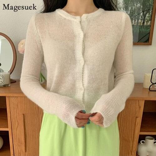 Autumn Korea Chic Cardigan Women 2021 New Summer Sunscreen Shirt Thin Coat Casual Shirt Single Breasted Cardigans Sweater 15732