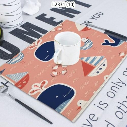 1 Pcs Sailboat Pattern Animal Whale Print Napkin Cloth Home Decoration Table Mat Cloth Tea Towel Coaster 42*32 Servilletas Tela
