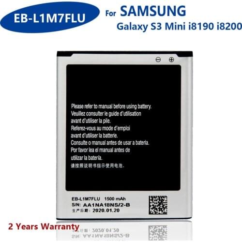 100% Genuine EB-L1M7FLU Battery For Galaxy S3 Mini S3Mini I8190N I8190 GT-I8190 GT-i8200 With NFC 1500mAh Phone New Batteries