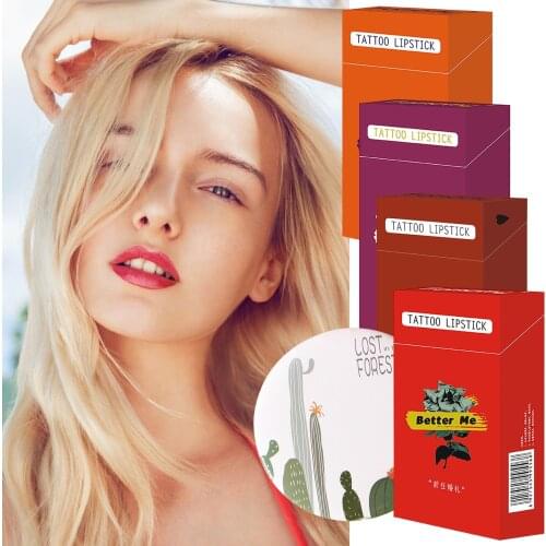 20pcs/Set Cigarettes 3ml Lipstick Cotton Swabs Long Lasting Waterproof Disposable Portable Lipstick With Small Mirror Lip Glaze