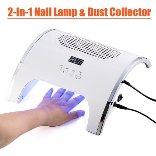 80W/40W 2-IN-1 Nail Lamp & Nail Dust Collector Vacuum Cleaner for Nail Art with Big Fan UV Gel Varnish Dust Collector Nail Dust