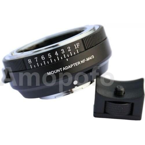 Amopofo NF-MFT 8-stop Aperture Mount Adapter for Nikon A F G D Mount to M4/3 MFT Camera
