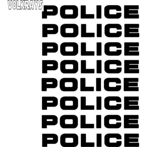 Volkrays 8 X Personality Car Sticker Police Reflective Stickers Decals Motorcycle Decorative Accessories Black/silver,16cm*2cm