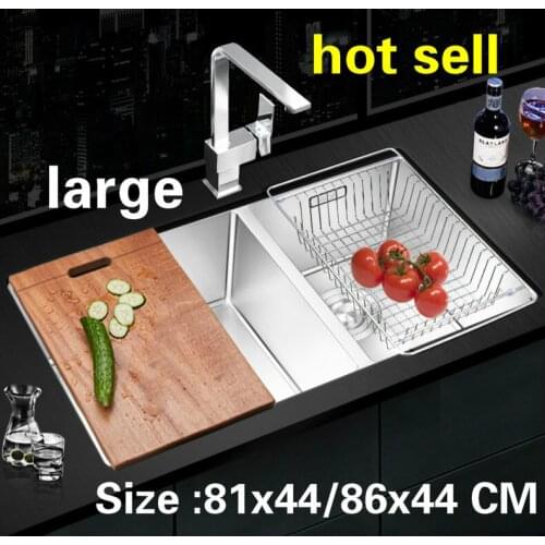 Free shipping Household 304 stainless steel big kitchen manual sink double groove vogue hot sell 810x440/860x440 MM