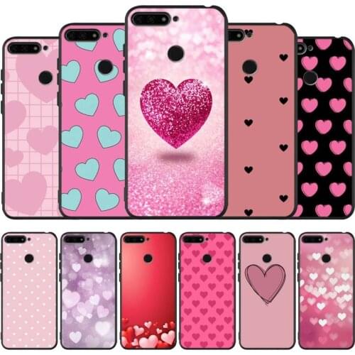 Pink heart black Silicone Phone Case For honor 30 20 Pro 8 8X 9 10 20 Lite Mate 10 20 30 Lite Pro cover