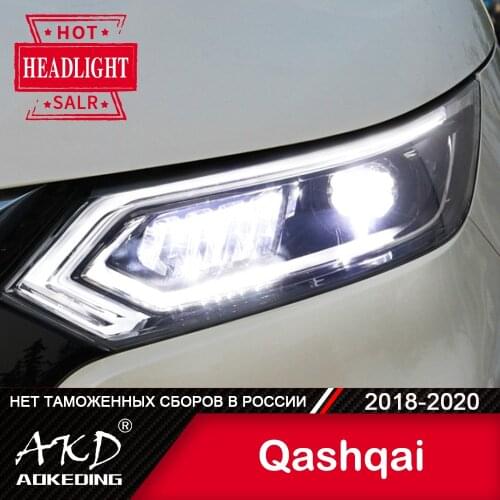 For Car Nissan Qashqai 2018-2020 Head Lamp Car Accessory Fog Lights Day Running Light DRL H7 LED Bi Xenon Bulb Dualis Headlights