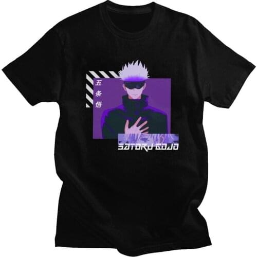 Male Jujutsu Kaisen Satoru Gojou T Shirt Short Sleeves Cotton Tshirt Streetwear T-shirt Summer Anime Tee Tops Oversized Apparel