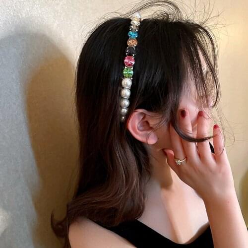 Hot selling exaggerated retro palace jewelry with crystal pearl headband fashion personality hair accessories for women