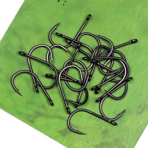 ICERIO 20pcs Matt Black Wide Gap Straight Shank Carp Fishing Hook Barbed Pop-up Rig Hooks