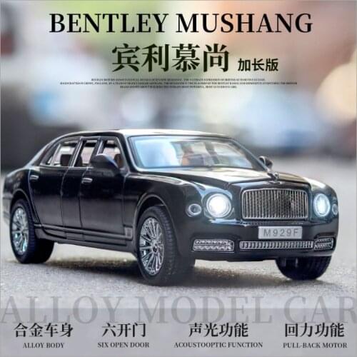 Simulation 1:24 Bentley mousse extended version with sound and light open door childrens toy alloy car model