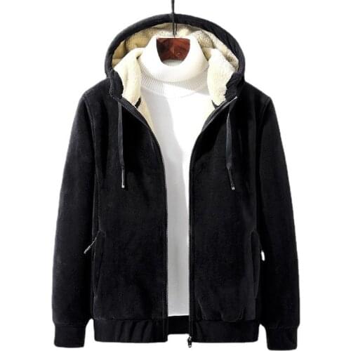 Quality Lamb Wool Men Hoodies Winter Thick Warm Fleece Zipper Men Hoodies Coat Sportwear Male Streetwear Hoodies Sweatshirts