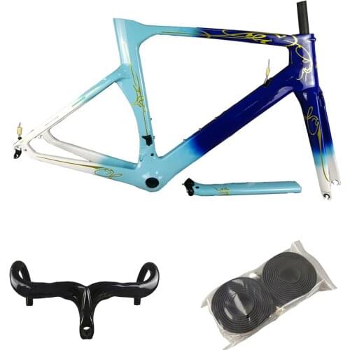 Concept Frame New Color Sky Blue Carbon Road Bike Frames Carbon Bicycle Frameset + Handlebar + Saddle + Bottle Cages C64 V3Rs