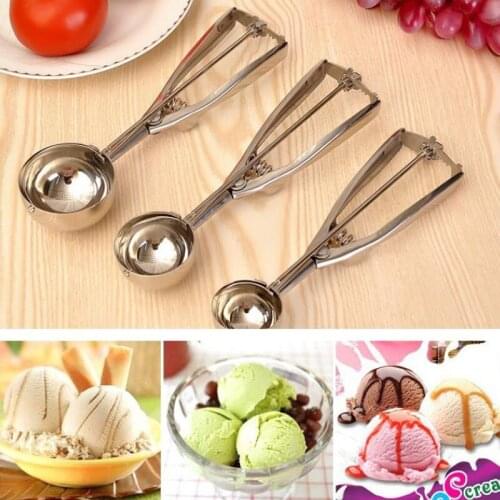 3PCS/Lot Stainless Steel Ice Cream Tools 4/5/6 cm Non-stick Anti-feeze Ice Cream Scoop Spoon For Home Kitchen Accessories