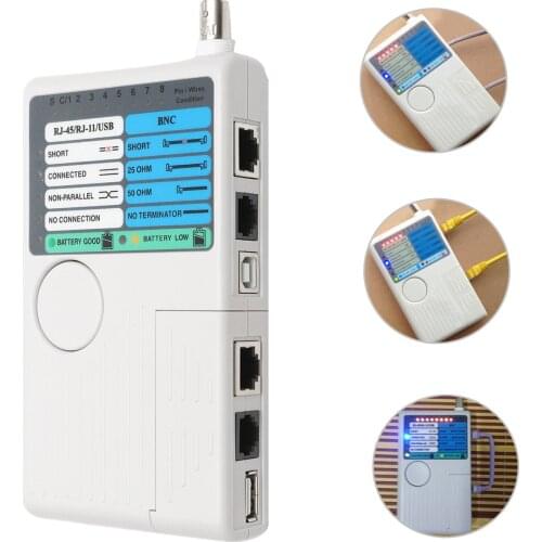 Multifunctional RJ11 RJ45 USB BNC Network Tester 4 in 1 Cable Tester Telephone Detection Coaxial Cable Tester USB Cable Tester