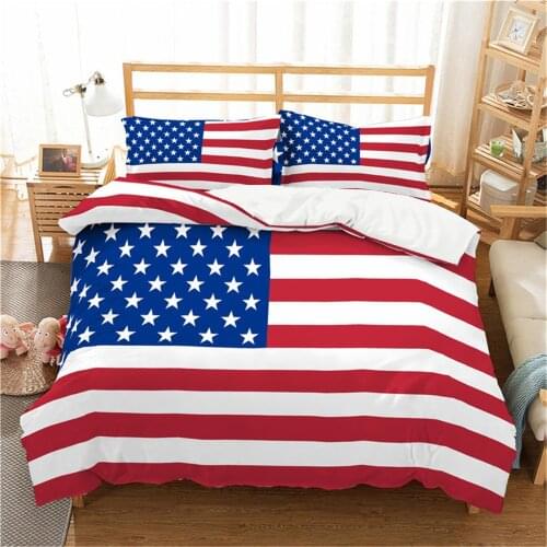 Fashion American Flag 3D Printed Bedding Set King Queen Single Full Size Geometric Duvet Cover Sets Home Textiles Bedclothes