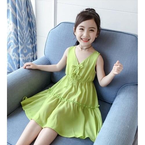 Fashion hipster childrens clothing new girls dress summer childrens fashion big children girl chiffon princess dress