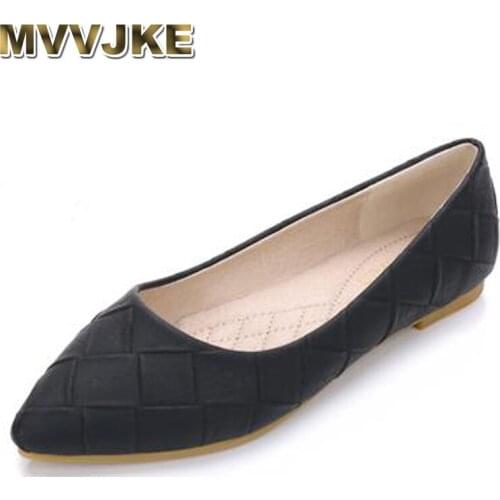 MVVJKE 2020 Spring Woman Flats Shoes Slip On Women Shoes Pointed Toe Single Shoes Ladies Shoes Footwear Plus Size 33-43 Pink