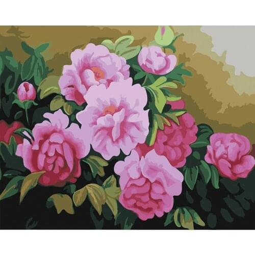 Flower Painting By Number Peony DIY Craft Kits For Adults Acrylic Paints By Number Drawing Coloring Picture Home Decoratiove Art