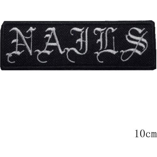 Letter NAILS iron on Patches for clothes Embroidered Patch Terror Disgrace Hardcore Punk Grindcore applique