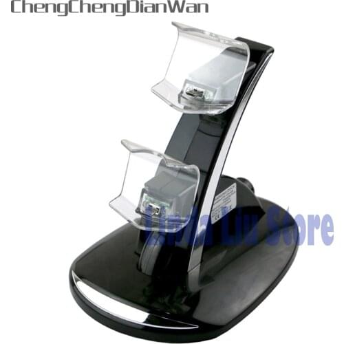 ChengChengDianWan Dual USB Desktop Stand Fast Charger Blue LED Charging Dock Controller charging For PS4 controller gamepad