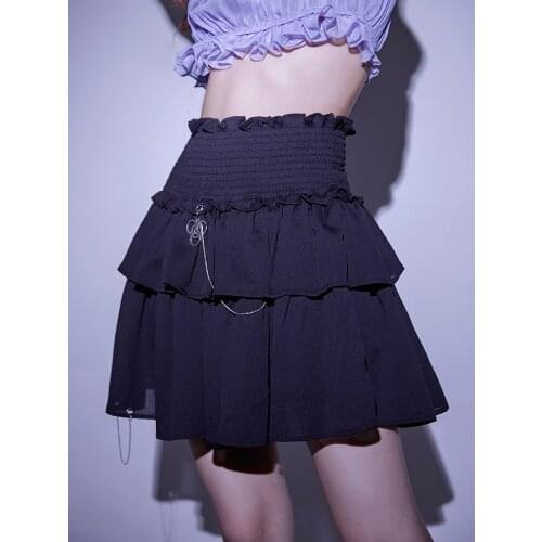 New Summer Japanese Gothic Harajuku Punk Hot Girl Black Cake Skirts Fashion Sweet Girl Mini Kawaii A-Line Skirts