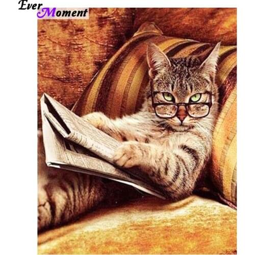 New Needlework Glasses Cat Lying On The Sofa Reading book Diamond Painting Mosaic Diamond Embroidery With Home Decoration ASF415