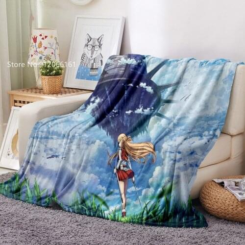 Sword Art Online Fleece Blanket Nap Office Flannel Blanket For Bedroom Bedspread For Bed Home Textile Plush Throw Blanket Decor
