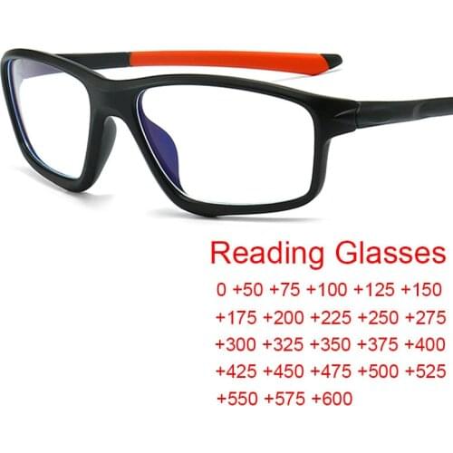 Men presbyopia Anti Blue Rays Glasses Sports Style Square Eyeglasses Frame Computer Glasses Husband Hyperopia Diopter 0 to +6