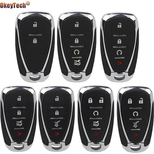 OkeyTech 2/3/4/5 Buttons With Panic Modified Remote Key Shell Replacement For Chevrolet Cruze Malibu Camaro Key Fob Cover Case