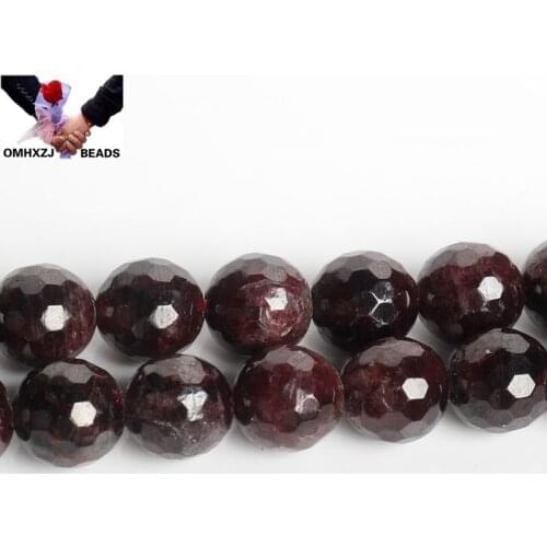 OMH Wholesale JD38 6 8 10 12mm Natural Jewelry DIY Making Bracelet Necklace Natural AAA Garnet Loose Spacer Facted Round Beads